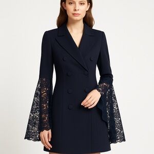 Black Dramatic Bell Sleeve Dress Jacket
